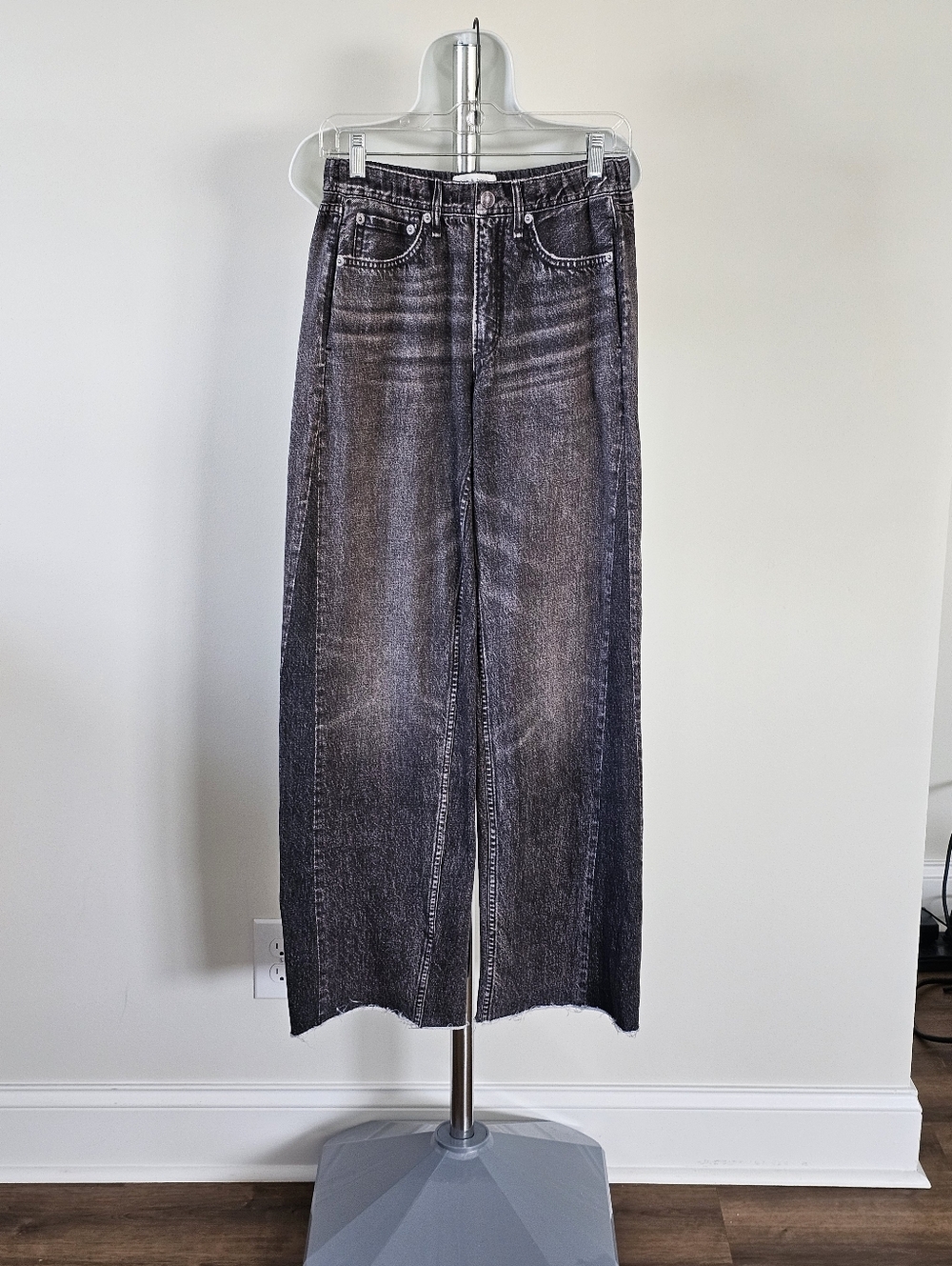rag & bone Faded Black Wide-Leg Jeans